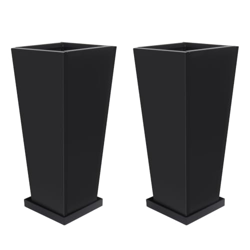 24" Metal Tall Outdoor Planters Set of 2 (24" H)