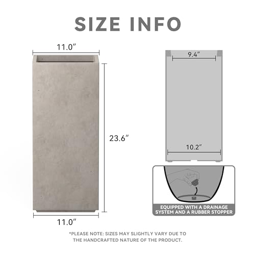 Accent Column Square Weathered Concrete Planter 23.6" H (Buff Concrete / 23.6" H)