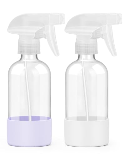 Glass Spray Bottles 8 oz (White&Purple / 2 Pack)