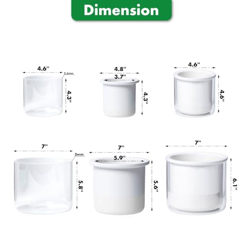 6 Inch 4 Inch Self Watering Planter Pots (4+6 Inch / White)