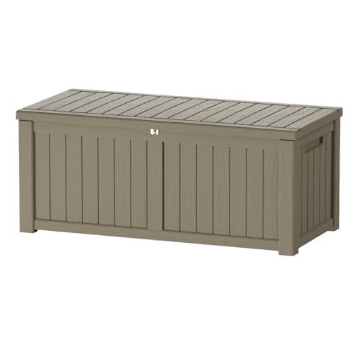 150 Gallon Outdoor Storage Box Patio Deck Box Waterproof (Grey / 150 Gallon)
