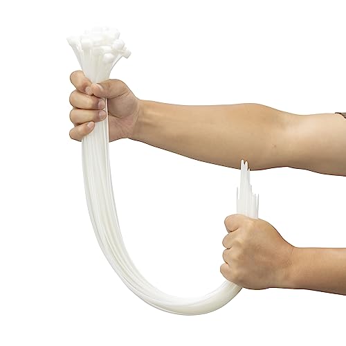 26 inch White Zip Ties Heavy Duty 100 Pack (100 Count)