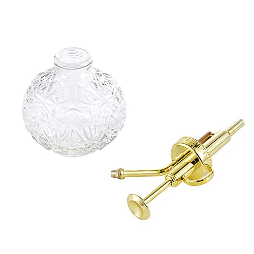 Glass Plant Mister Water Spray Bottle (Clear+Gold A)