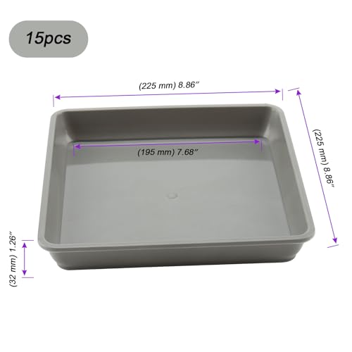 15 PCS 8.8 x 8.8 Inch Square Plant Saucer (8.8 Inch 15 Pcs / Gray)