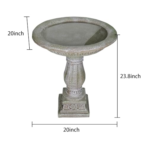 20”Dia.X 23.8”Tall Outdoor Birdbath with Pedestal (Gray / 23.8inch)