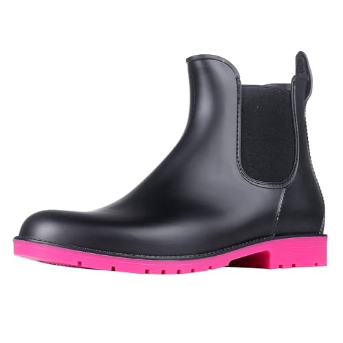 Women's Ankle Rain Boots Waterproof Chelsea Boots Rose