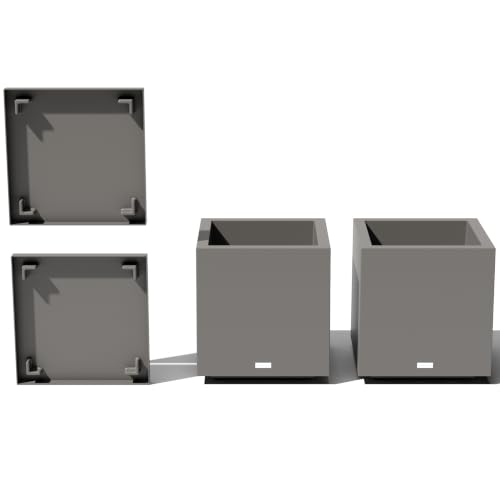 Block Series Cube Planter & Drip Tray (Gray / Small - 2 pack with saucers)