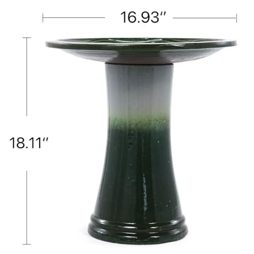 Ceramic Bird Bath for Outdoors (Grass Green)