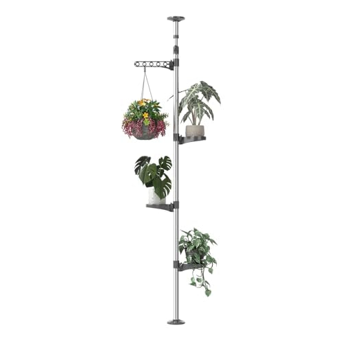 Indoor Plant Stand Pole Tension Rod Corner Flower Display Rack