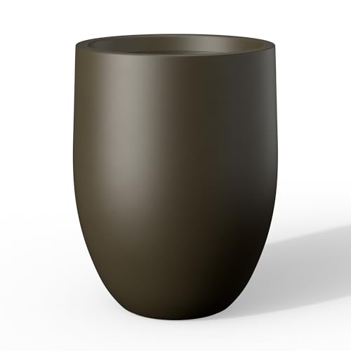 Large Round Bullet Dark BRN Concrete Planter 21.7" Tall