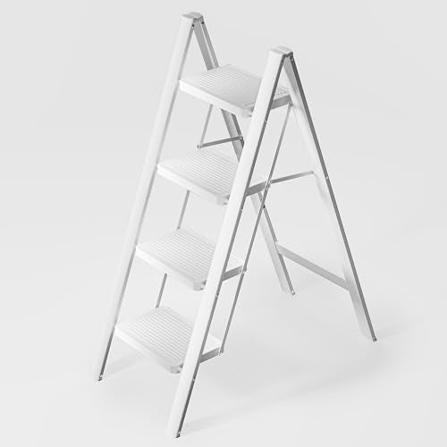 White Step Ladder White 4 Step Folding (4 step ladder / White)