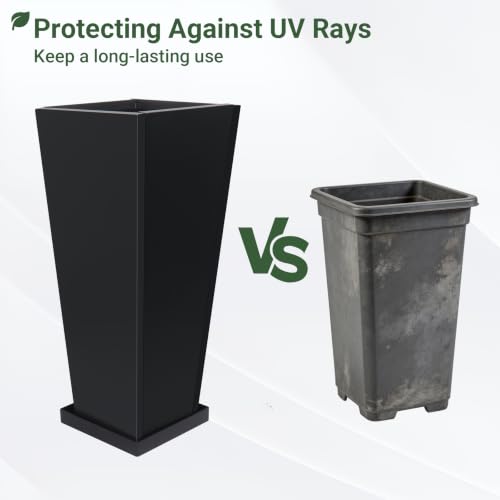 26" Metal Tall Outdoor Planters Set of 2 (26" H)