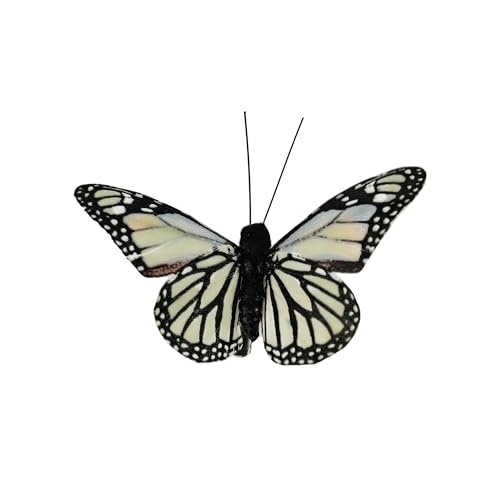 Artificial Feather Butterfly Party Decorations Set of 12 with Clip 6 Color Ornaments for Christmas Tree (G Clip)