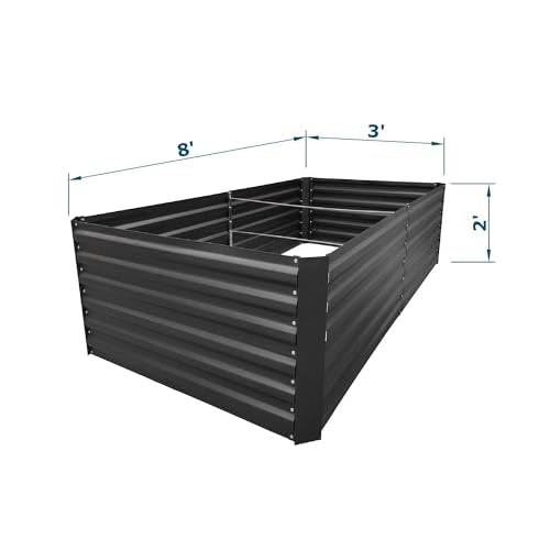 8x3x2FT Black Metal Raised Garden Bed Kit (Black / 8x3x2 ft)