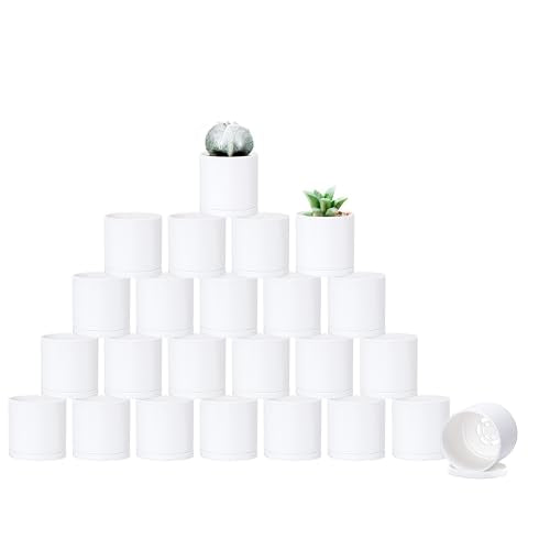 24 Pack Mini White Plastic Planters with Saucers (2")