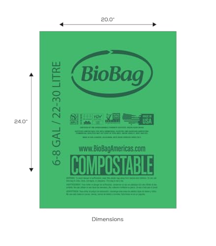 6 8 Gallon Compostable Trash Bags by BioBag (6-8 Gallon)