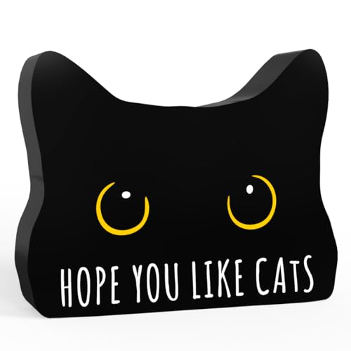 Black Cat Decor Cat Bathroom Decor Hope You Like Cats Funny Bathroom Acrylic Decors Sign Cat for Home Bathrooms Cats Lover Gifts For Women Men Christmas (Cats)