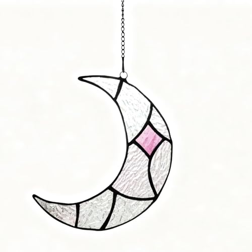 Silver Moon Stained Glass Window Hanging Suncatchers (Silver Moon)