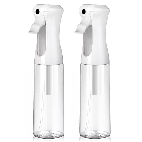 Continuous Mist Clear Spray Bottle 300ml Fine Mist Hair 2 Pack (Clear - 10oz - Pack of 2)