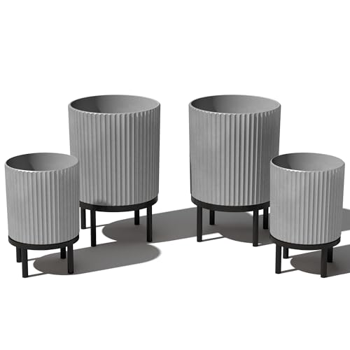 Demi Series Raised Duo Planters (Gray/Black / Bundle - 2 Pack)