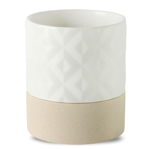 Ceramic Self Watering Plant Pot for Indoor Plants (Matte White & Brown Star / 6" Self Watering)