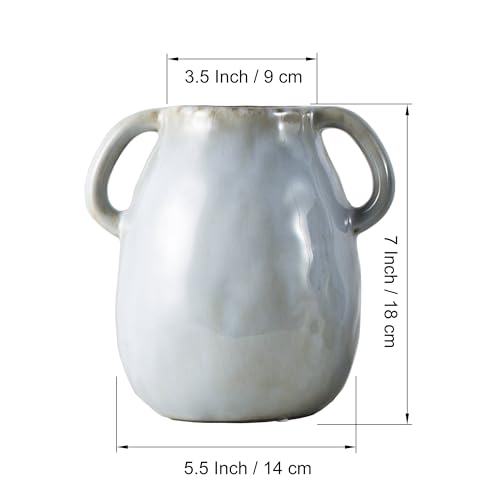 Gray Ceramic Vase with Handles (Gray)
