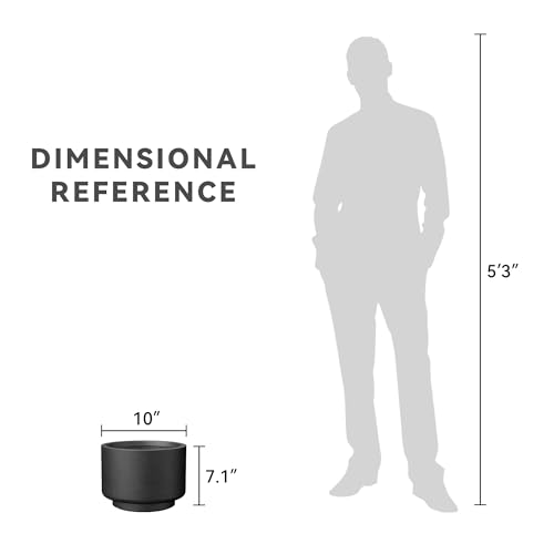 Small Round Pedestal Black Concrete Planter 10" Dia (Black / 10" Dia x 7.1"H)