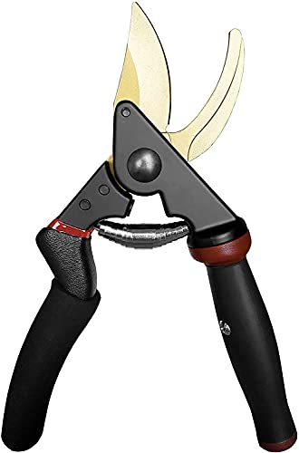 8.5" Professional Rotating Bypass Titanium Pruning Shears (Golden Rotating Titanium Bypass Pruning Shears)