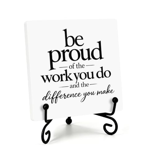 Motivational Quote for Home Office Book Shelf Table Decor 6.3x6.3 Inch 06 (Multicolor 1705 / Wooden sign with iron frame（6.3 x 6.3 inches）)