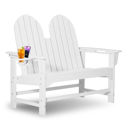 Outdoor Patio HDPE Adirondack Garden Skinny Bench (White / 51.5IN)