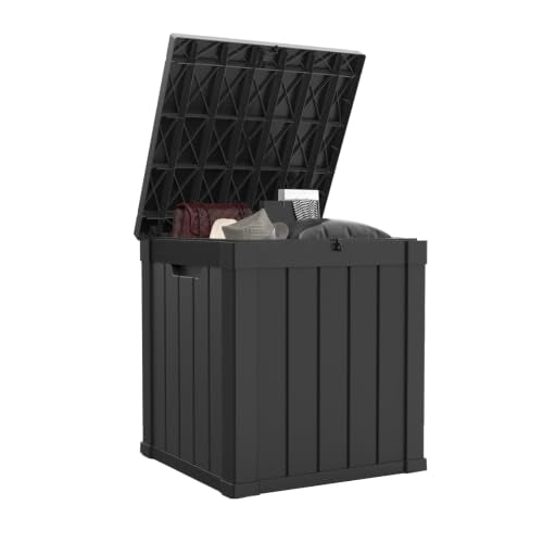 50 Gallon Waterproof Outdoor Resin Deck Box (Black / 50 Gallon)