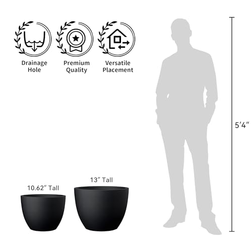 Black Concrete Planter 10.6" Tall All