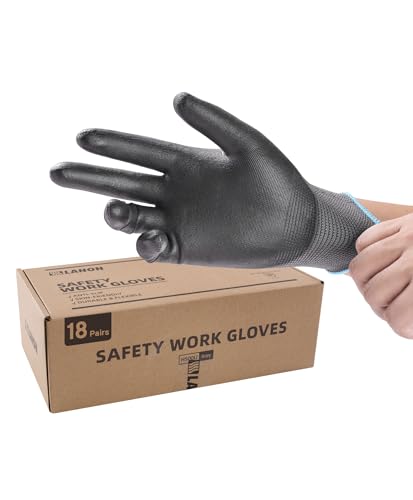 LANON 18 Pairs Safety Work Gloves (Small(Pack of 18) / Grey)