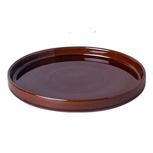 Ceramic Plant Saucer 14.5 Inch (14.5in(1 Pack) / Reactive Glaze Brown)