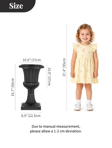 Urn Planters for Front Porch (Black / 2 Pieces-19.7 Inch)