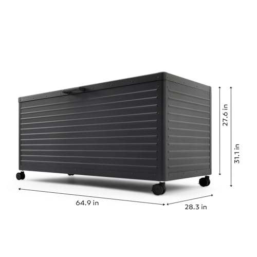205 Gallon Outdoor Storage Box with Wheels & Soft (205 Gallon / Charcoal)