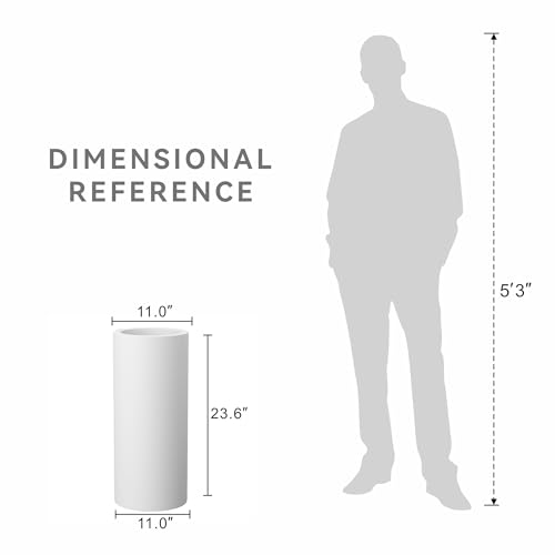 Accent Round Column White Concrete Planter 23.6" Tall (White / 23.6“h)
