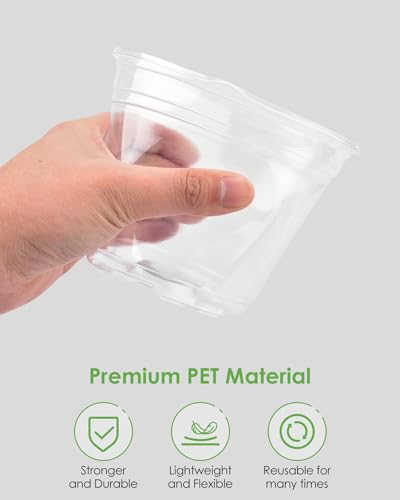 30Pack 5 Inch Reinforced Clear Nursery Pots with Drainage Holes (30 Count)