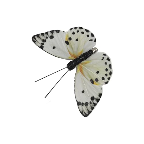 Artificial Feather 3D Butterfly Party Decorations Set of 12 with Clip 6 Color Ornaments for Christmas Tree (D Clip)