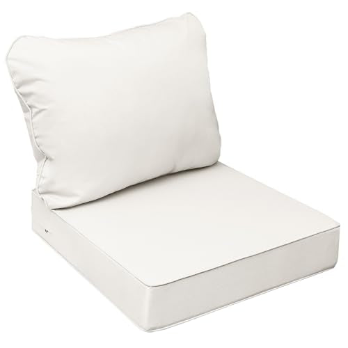 Outdoor Chair Cushions (Linen White / 23.5"x25.5"x5" / 23.5"x19")