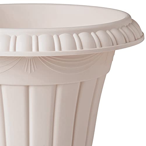 PL10TP Classic Traditional Plastic Urn Planter Indoor (Taupe / 15" x 13")