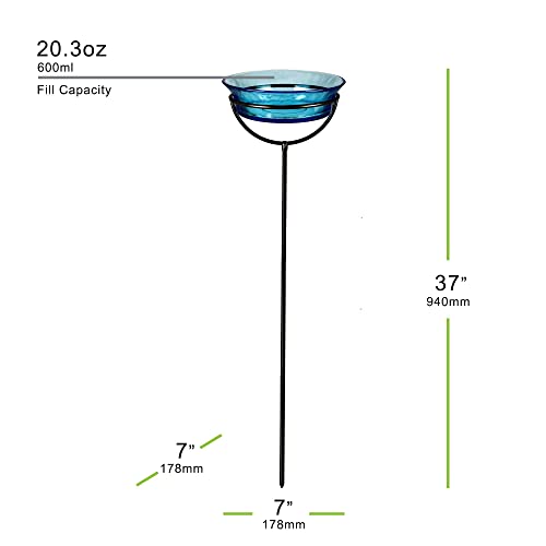 Cuban Garden Bird Bath & Feeder Stake (Aqua Blue)