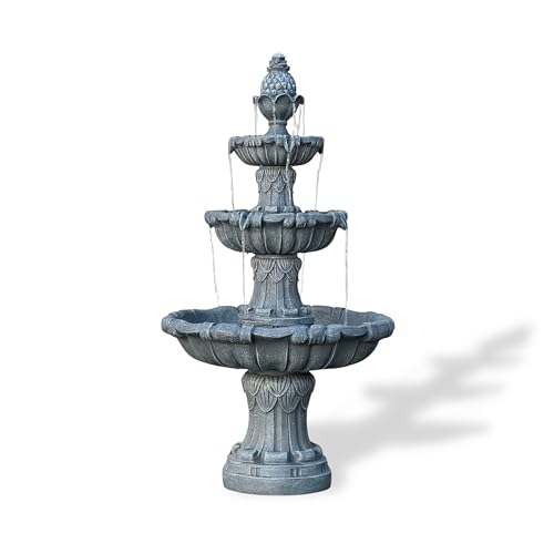 58.3" 3 Tier Outdoor Freestanding Water Fountain (Gray)