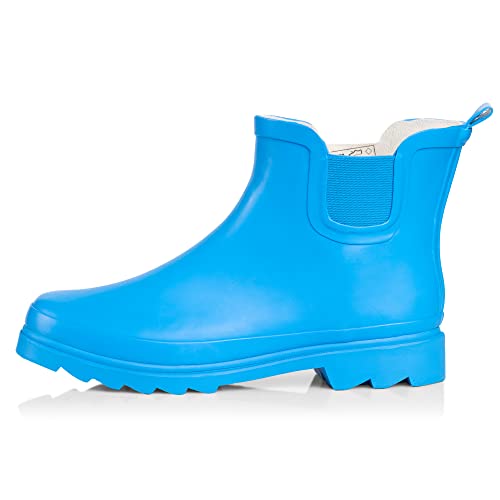 Women's Waterproof Ankle Rain Boots (9 / Blue)