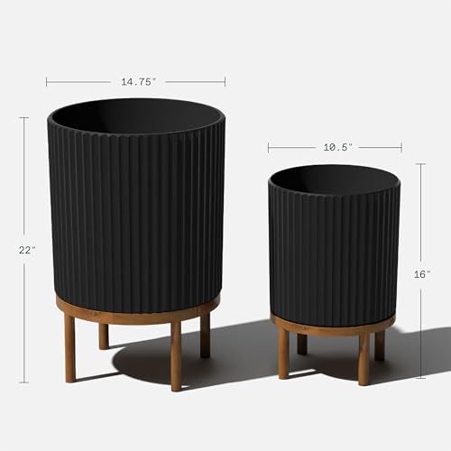 Demi Series Raised Duo Planters (Black/Brown / Bundle - 2 Pack)