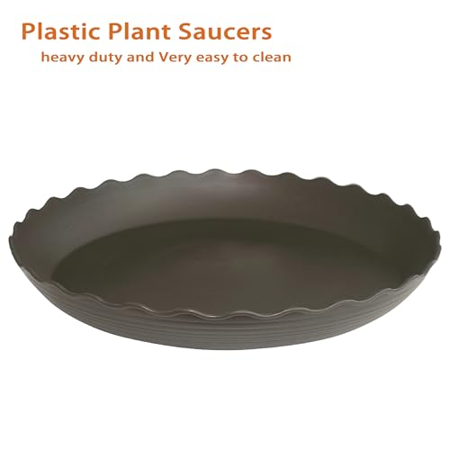 2 Pack of 16 inch Plant Saucer Plant Tray (16" (2 pack) / Brown)