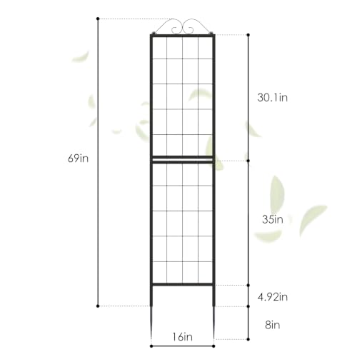Metal Garden Trellises Heavy Duty Plant Support Trellis (16"x 77"H A-Frame)