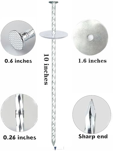 10" 40 Pack Galvanized Metal Landscape Stakes Heavy Duty Anchoring Spikes