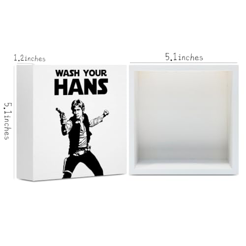 Funny Bathroom Decor Wash Your Hans Wooden Box Sign 5 x 5 Inches (White 1616 / Wooden box（5.1 x 5.1 inches）)