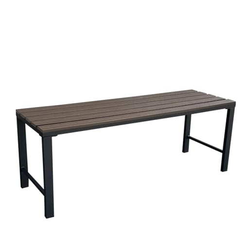 46" Outdoor Metal Backless Bench Set of 2 (Metal-walnut / 2 pcs)